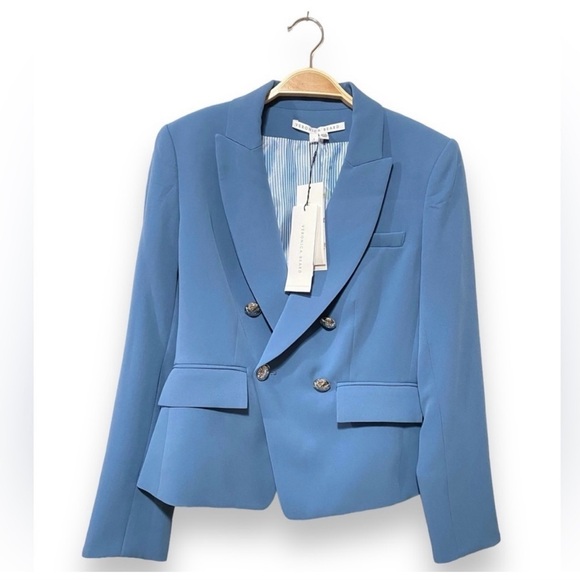 NWT Veronica Beard Gail Dickey Double Breasted Crepe Blazer Lagoon Blue Size 4 - Picture 6 of 10